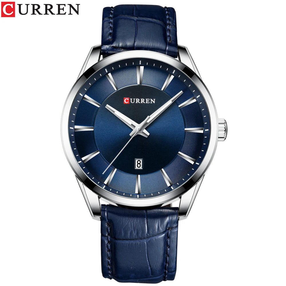 CURREN Quartz Watches for Men Leather Strap Male Wristwatches Top Luxury Brand Business Men's Clock  45 mm Reloj Hombres