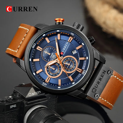 ساعة CURREN Fashion Date Quartz للرجال من أفضل العلامات التجارية الفاخرة للرجال ساعة كرونوغراف رياضية للرجال ساعة يد Hodinky Relogio Masculino