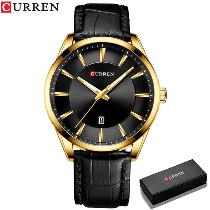 CURREN Quartz Watches for Men Leather Strap Male Wristwatches Top Luxury Brand Business Men's Clock  45 mm Reloj Hombres