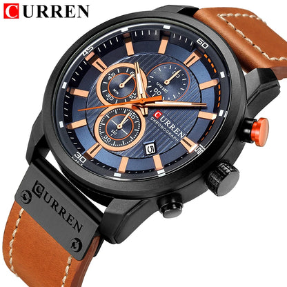 ساعة CURREN Fashion Date Quartz للرجال من أفضل العلامات التجارية الفاخرة للرجال ساعة كرونوغراف رياضية للرجال ساعة يد Hodinky Relogio Masculino