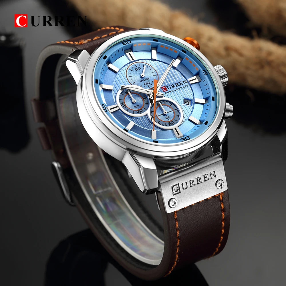 ساعة CURREN Fashion Date Quartz للرجال من أفضل العلامات التجارية الفاخرة للرجال ساعة كرونوغراف رياضية للرجال ساعة يد Hodinky Relogio Masculino