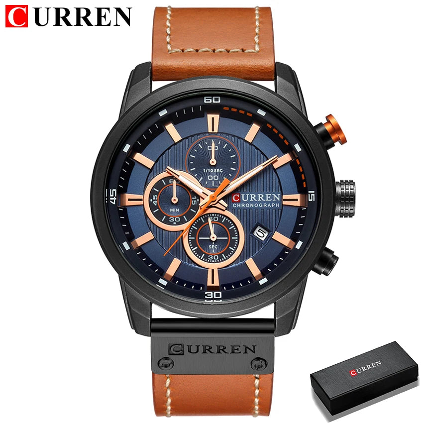 ساعة CURREN Fashion Date Quartz للرجال من أفضل العلامات التجارية الفاخرة للرجال ساعة كرونوغراف رياضية للرجال ساعة يد Hodinky Relogio Masculino