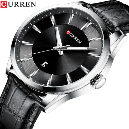 CURREN Quartz Watches for Men Leather Strap Male Wristwatches Top Luxury Brand Business Men's Clock  45 mm Reloj Hombres