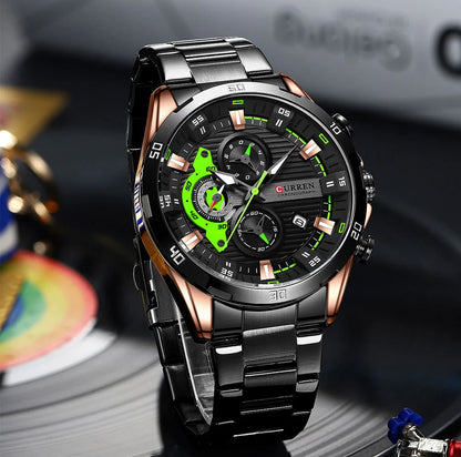 CURREN New Chronograph Men Watches for Sport Casual Stainless Steel Luminous Wristwatches for Male Creative Design Quartz Clock