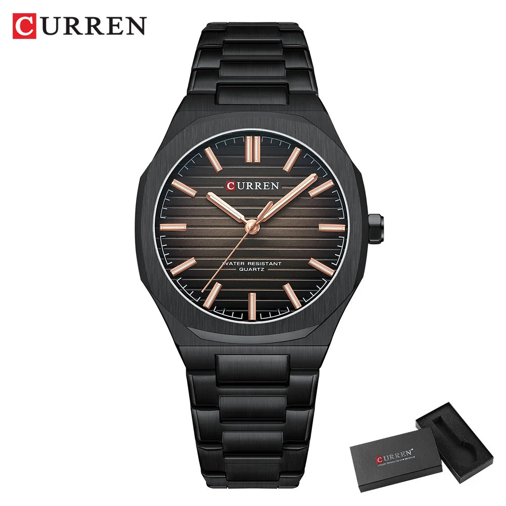 CURREN NEW Luxury Business Design Luminous Men's Watches Simple Quartz Stainless Steel Strap Clock Waterproof Male Wristwatch