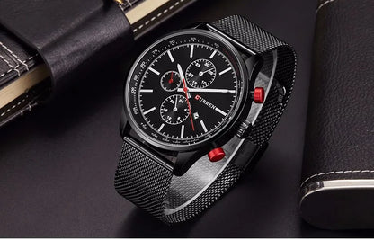 CURREN Watches for Men Fashion Luxury Casual Top Brand Waterproof 30M Calendar Quartz Watches Mesh Strap Mens Watch Reloj Hombre