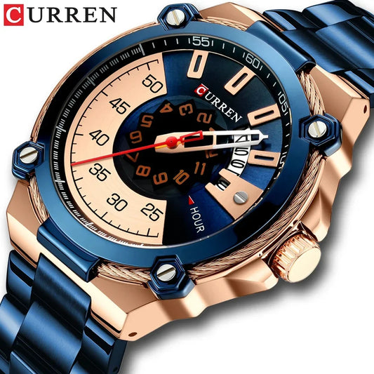 CURREN 8345 Watches Men Watch Quartz Clock Male Fashion Stainless Steel Wristwatch with Auto Date Causal Business New Watch