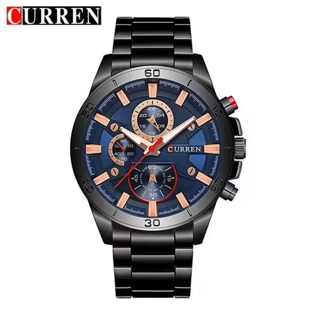 CURREN 8275 Men Quartz Watches Stainless Steel Luxury Analog Waterproof Wristwatch for Male Relogio Masculino