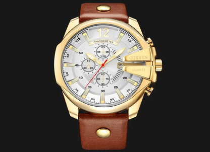 CURREN 8176 Brand Fashion Quartz Men Watches Popular Big Dial Leather Watch Mens Retro Casual Waterproof Metal Male Clock