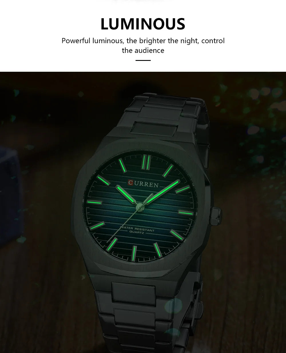 CURREN NEW Luxury Business Design Luminous Men's Watches Simple Quartz Stainless Steel Strap Clock Waterproof Male Wristwatch