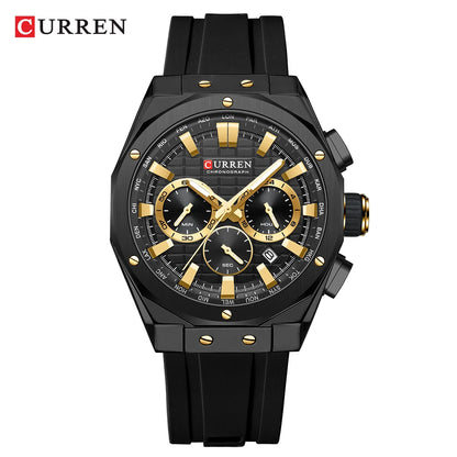 CURREN Luxury Brand High Quality Chronograph Luminous Watches for Men Silicone Strap Casual Sports Waterproof Quartz Wristwatch