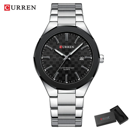 CURREN Men's Luxury Quartz Watch – Stainless Steel, Waterproof, Date.