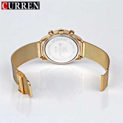 CURREN Watches for Men Fashion Luxury Casual Top Brand Waterproof 30M Calendar Quartz Watches Mesh Strap Mens Watch Reloj Hombre