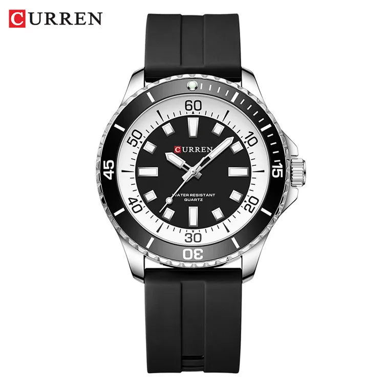 CURREN 8448 Fashion Quartz Watches for Men Large Dial Luminous Waterproof Silicone Strap Sports Male Wristwatch reloj hombre