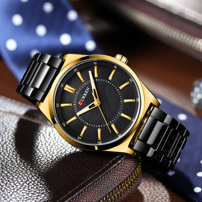 CURREN 8407 Men's Quartz Watch Fashion Business Simple Stainless Steel Strap Black Silver Gold Wristwatch for Male