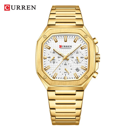 CURREN Fashion Sports Watches Brand Creative Multifunctional Design Dial with Luminous Hands Stainless Steel Bracelet