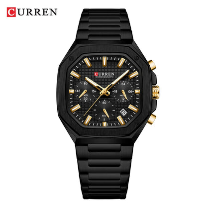 CURREN Fashion Sports Watches Brand Creative Multifunctional Design Dial with Luminous Hands Stainless Steel Bracelet