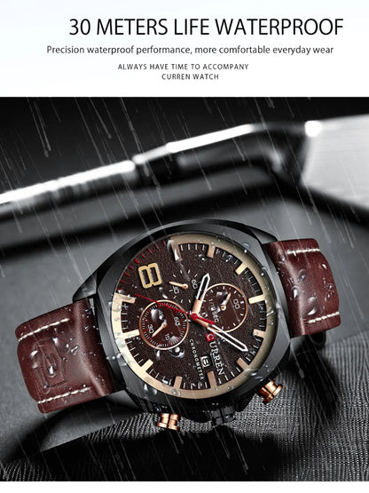 CURREN 8324 Fashion Casual Leather Men Watches Luxury Sport Military Waterproof Quartz Watch Mens Clock Clock