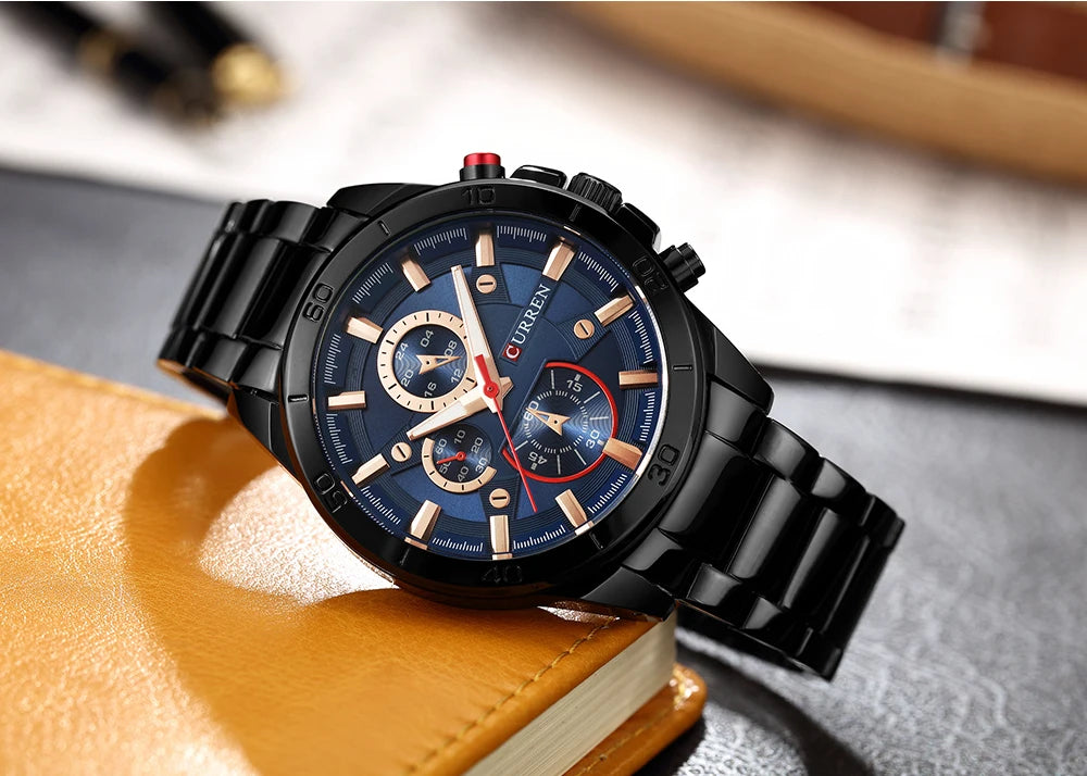 CURREN 8275 Men Quartz Watches Stainless Steel Luxury Analog Waterproof Wristwatch for Male Relogio Masculino