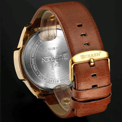 CURREN 8176 Brand Fashion Quartz Men Watches Popular Big Dial Leather Watch Mens Retro Casual Waterproof Metal Male Clock