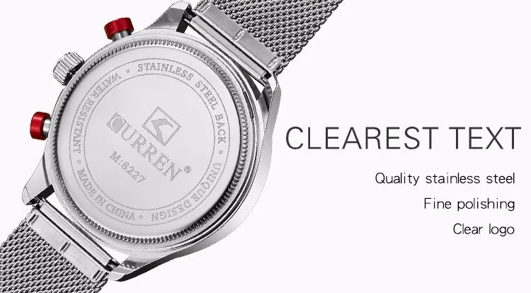 CURREN Watches for Men Fashion Luxury Casual Top Brand Waterproof 30M Calendar Quartz Watches Mesh Strap Mens Watch Reloj Hombre