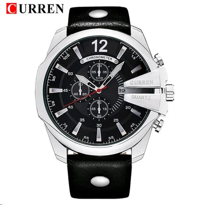 CURREN 8176 Brand Fashion Quartz Men Watches Popular Big Dial Leather Watch Mens Retro Casual Waterproof Metal Male Clock