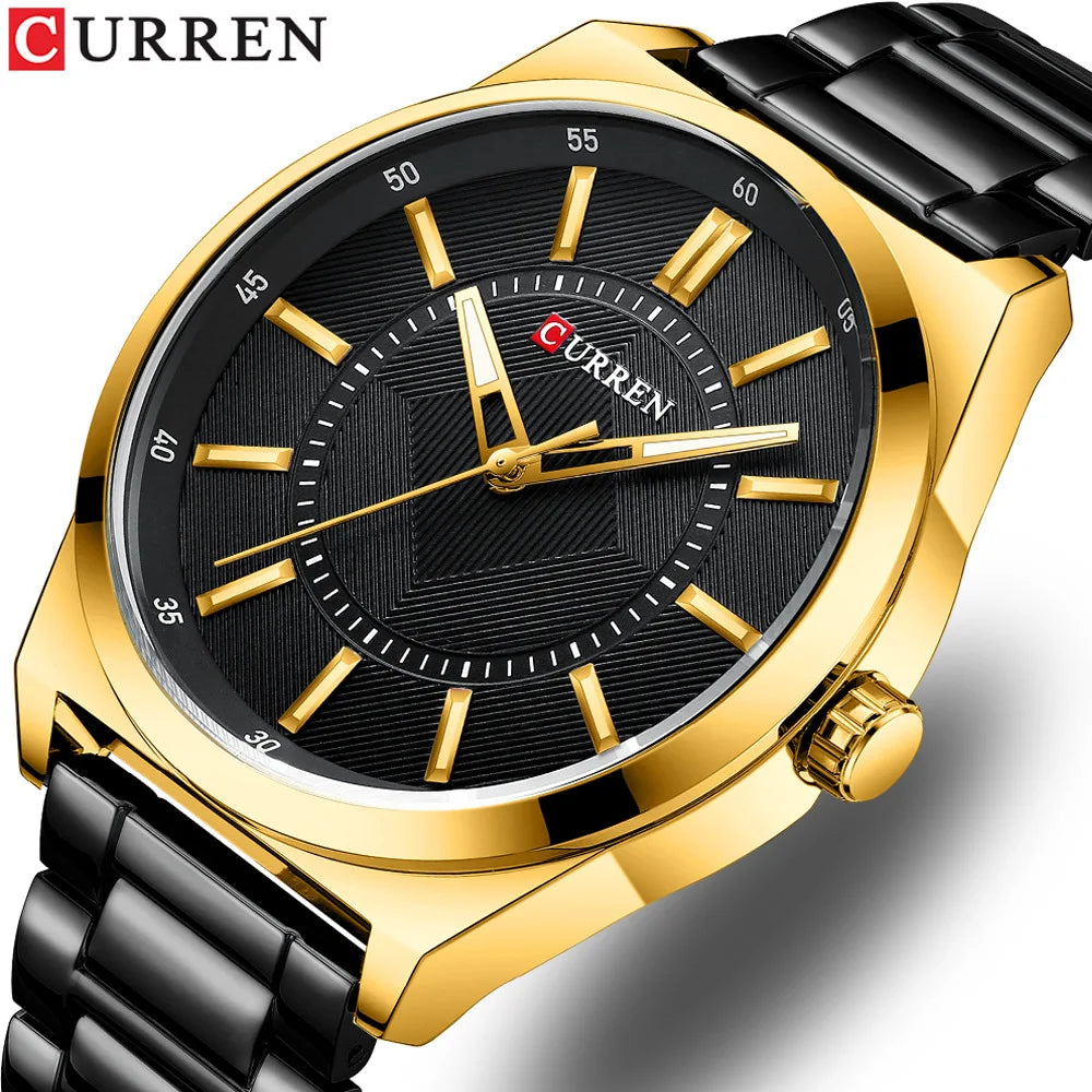 CURREN 8407 Men's Quartz Watch Fashion Business Simple Stainless Steel Strap Black Silver Gold Wristwatch for Male