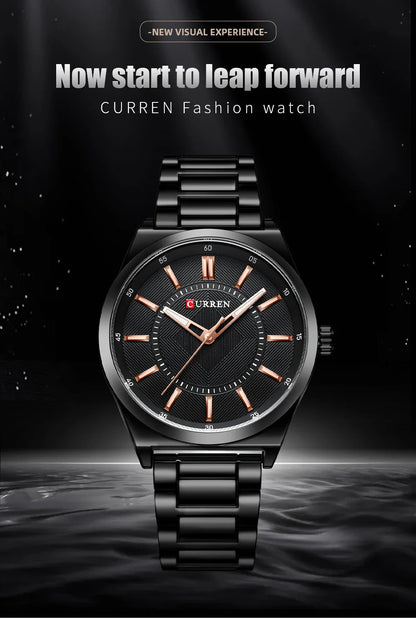 CURREN 8407 Men's Quartz Watch Fashion Business Simple Stainless Steel Strap Black Silver Gold Wristwatch for Male