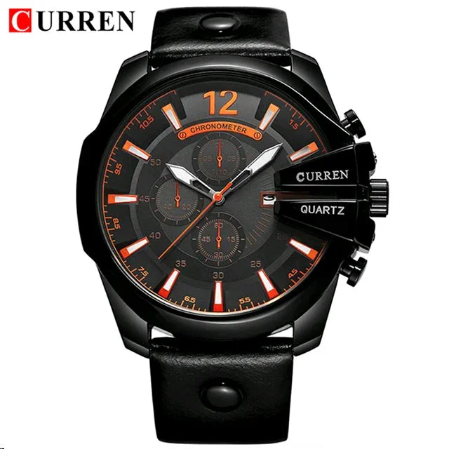 CURREN 8176 Brand Fashion Quartz Men Watches Popular Big Dial Leather Watch Mens Retro Casual Waterproof Metal Male Clock