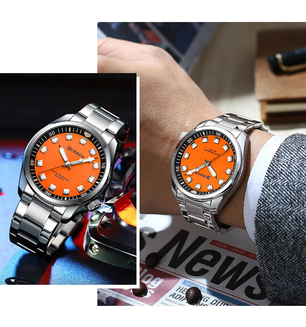 CURREN Fashion Brand NEW Watches for Men Classic Simple Business Quartz Stainless Steel Band Luminous Hands Wristwatch