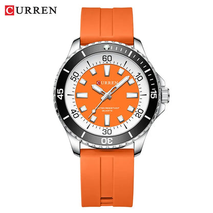 CURREN 8448 Fashion Quartz Watches for Men Large Dial Luminous Waterproof Silicone Strap Sports Male Wristwatch reloj hombre