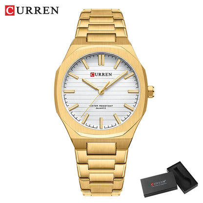 CURREN NEW Luxury Business Design Luminous Men's Watches Simple Quartz Stainless Steel Strap Clock Waterproof Male Wristwatch