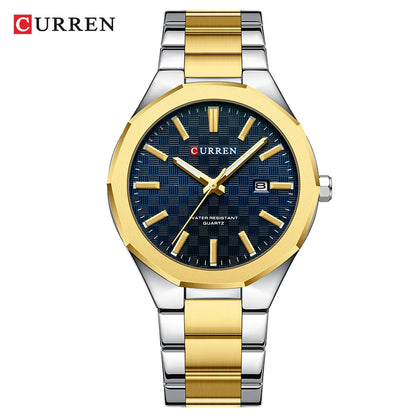 CURREN Men's Luxury Quartz Watch – Stainless Steel, Waterproof, Date.