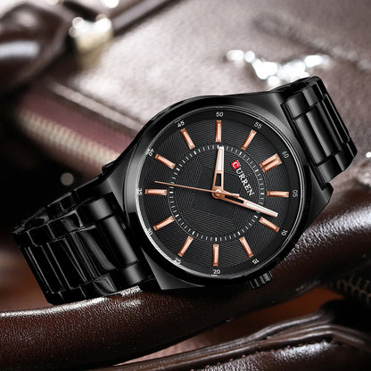 CURREN 8407 Men's Quartz Watch Fashion Business Simple Stainless Steel Strap Black Silver Gold Wristwatch for Male