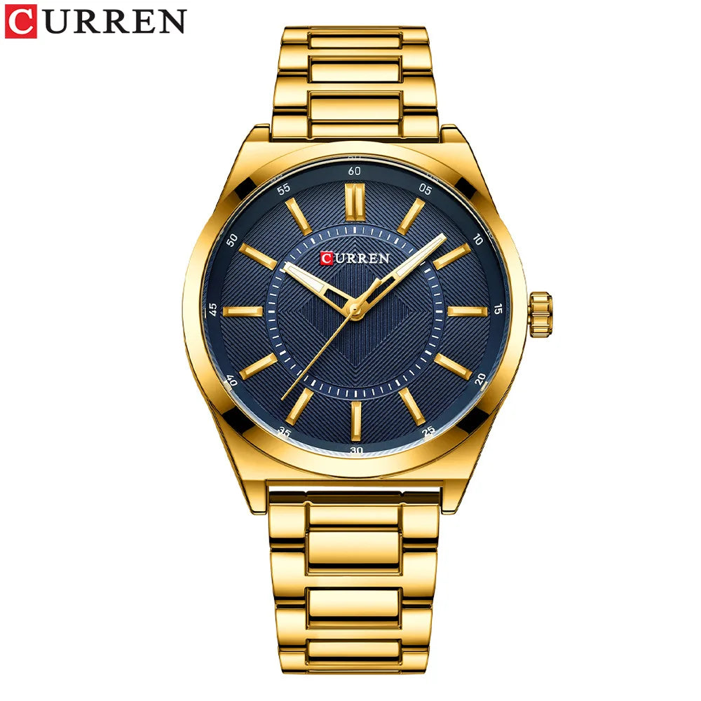 CURREN 8407 Men's Quartz Watch Fashion Business Simple Stainless Steel Strap Black Silver Gold Wristwatch for Male