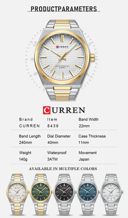 CURREN Casual Minimalista Quartz Men's Watches Fashion Business Stainless Steel Band Wristwatches Simple Male Clock