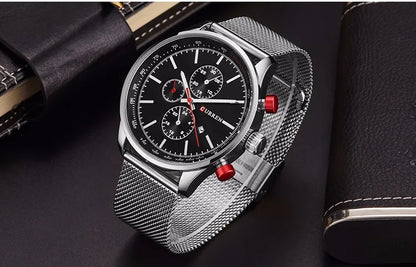 CURREN Watches for Men Fashion Luxury Casual Top Brand Waterproof 30M Calendar Quartz Watches Mesh Strap Mens Watch Reloj Hombre