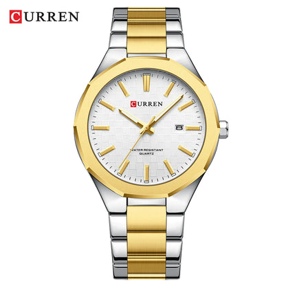 CURREN Men's Luxury Quartz Watch – Stainless Steel, Waterproof, Date.