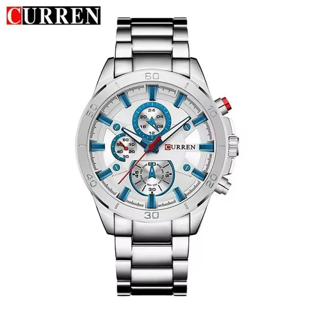 CURREN 8275 Men Quartz Watches Stainless Steel Luxury Analog Waterproof Wristwatch for Male Relogio Masculino