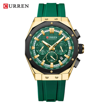 CURREN Luxury Brand High Quality Chronograph Luminous Watches for Men Silicone Strap Casual Sports Waterproof Quartz Wristwatch