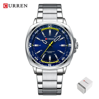 CURREN 8455 Men's Quartz Watch Large Dial Waterproof Stainless Steel Strap Casual Business Elegant Watches for Men reloj hombre