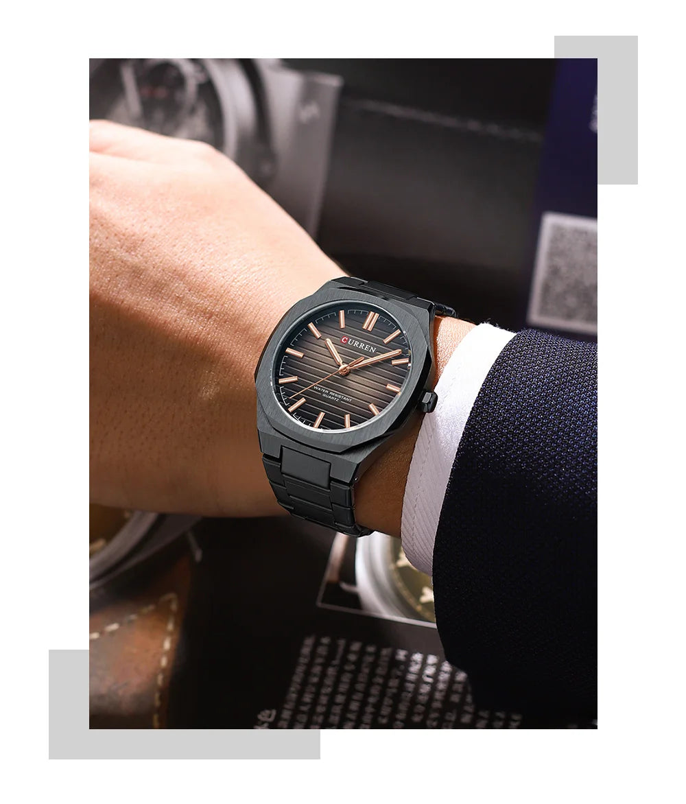 CURREN NEW Luxury Business Design Luminous Men's Watches Simple Quartz Stainless Steel Strap Clock Waterproof Male Wristwatch