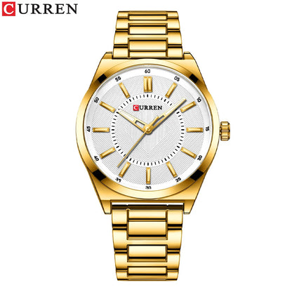 CURREN 8407 Men's Quartz Watch Fashion Business Simple Stainless Steel Strap Black Silver Gold Wristwatch for Male