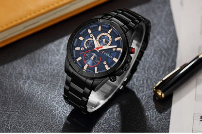 CURREN 8275 Men Quartz Watches Stainless Steel Luxury Analog Waterproof Wristwatch for Male Relogio Masculino