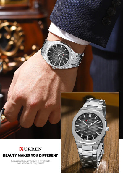 CURREN NEW Luxury Business Design Luminous Men's Watches Simple Quartz Stainless Steel Strap Clock Waterproof Male Wristwatch