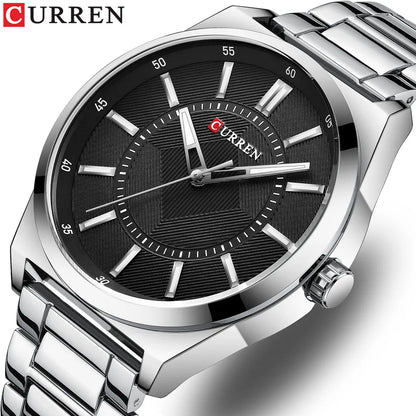 CURREN 8407 Men's Quartz Watch Fashion Business Simple Stainless Steel Strap Black Silver Gold Wristwatch for Male