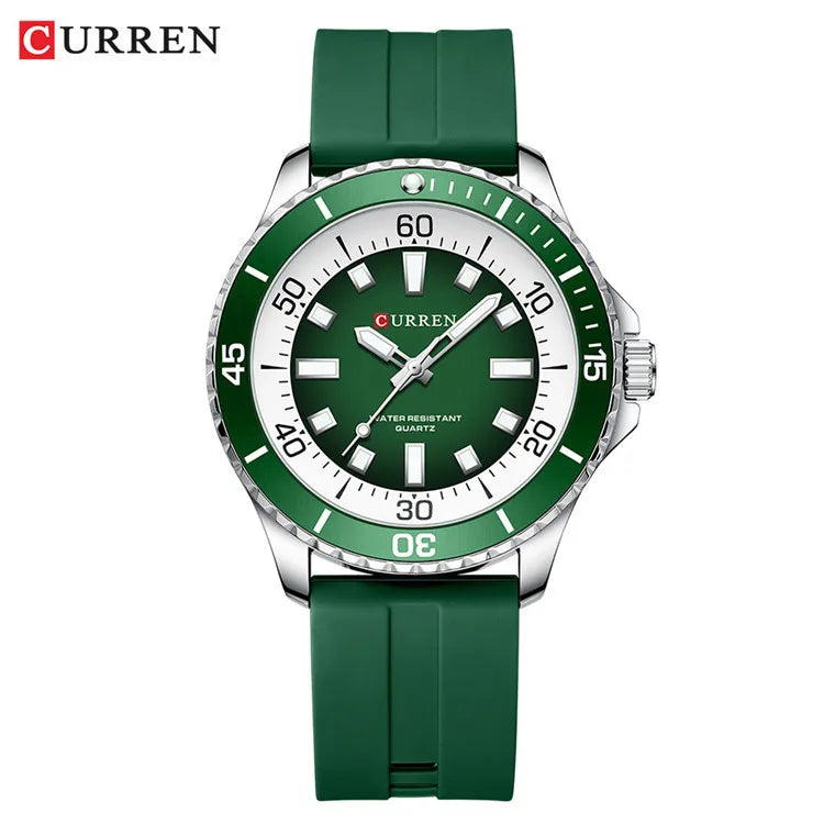 CURREN 8448 Fashion Quartz Watches for Men Large Dial Luminous Waterproof Silicone Strap Sports Male Wristwatch reloj hombre