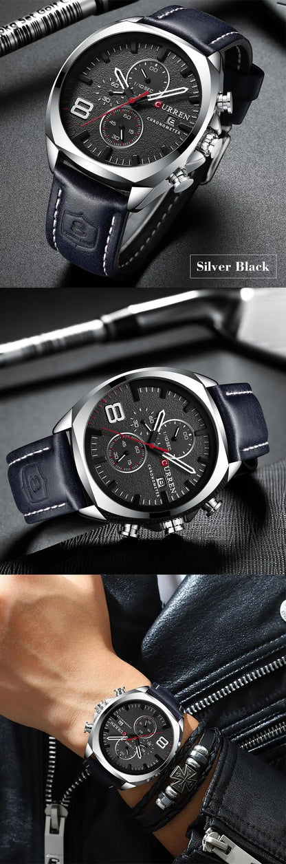 CURREN 8324 Fashion Casual Leather Men Watches Luxury Sport Military Waterproof Quartz Watch Mens Clock Clock