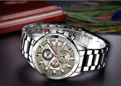 CURREN 8275 Men Quartz Watches Stainless Steel Luxury Analog Waterproof Wristwatch for Male Relogio Masculino