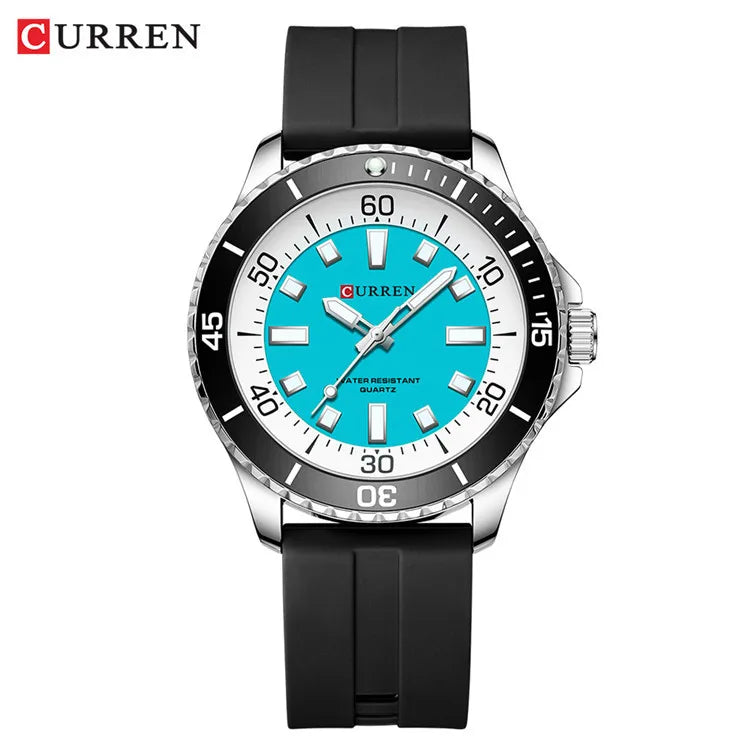 CURREN 8448 Fashion Quartz Watches for Men Large Dial Luminous Waterproof Silicone Strap Sports Male Wristwatch reloj hombre